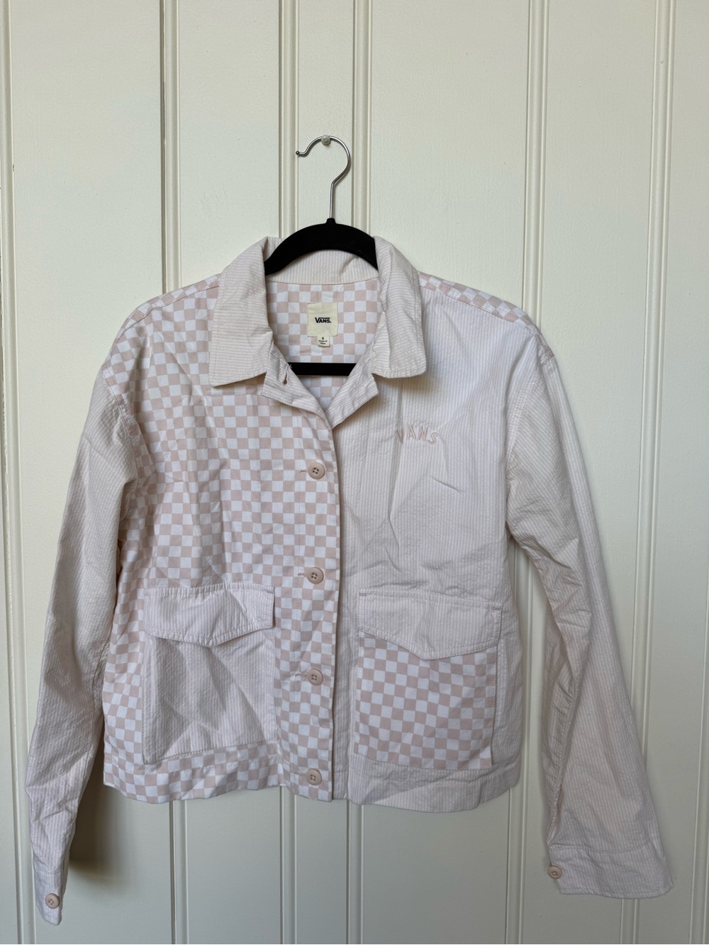 Vans Women's Pale Pink Checkerboard Jean Jacket